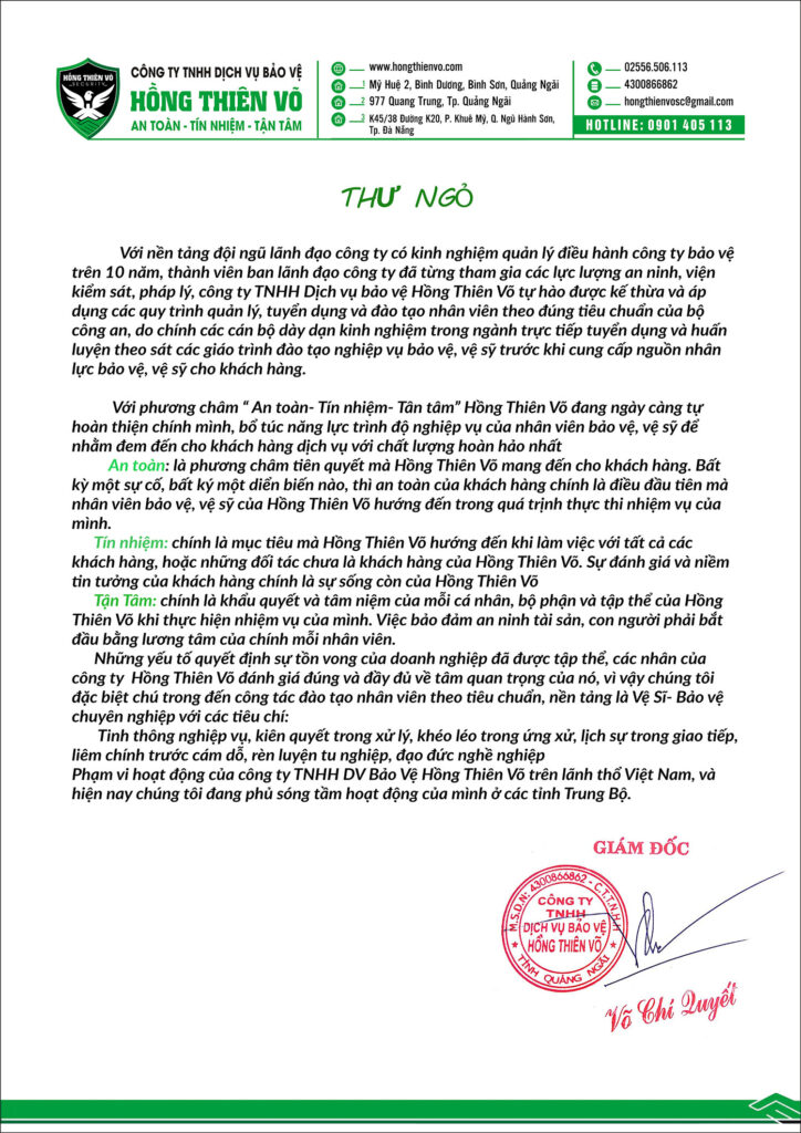 Thử ngỏ dịch vụ bảo vệ